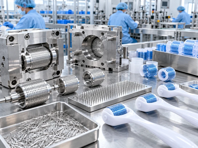 Needles and molds preparation step (illustrative production-style image)